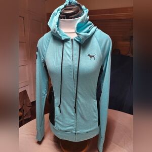 PINK Victoria's Secret Ultimate Hoodie Zip Up In Teal Blue And Black Womens S/P